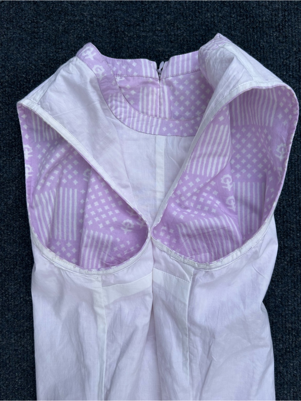 Julia Amory Baby Jane Sleeveless Cotton Dress in Lilac Patchwork Print Medium - Picture 7 of 15
